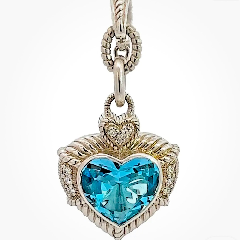 Judith Ripka Sterling Silver Blue Topaz Heart Pendant